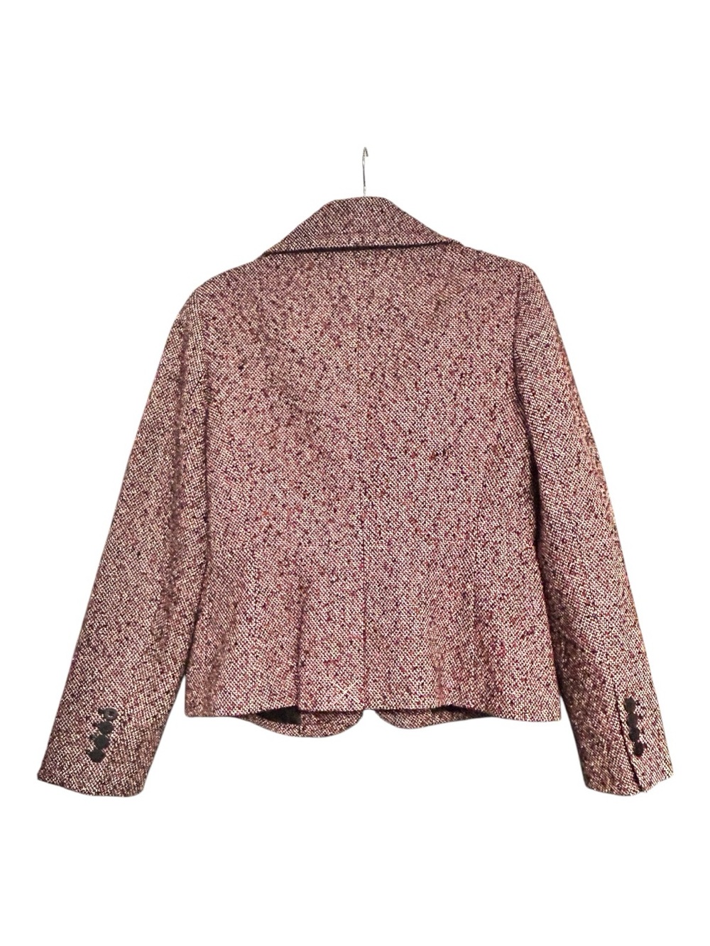 Talbots Tweed Blazer Burgundy & Black Notch Lapel Jacket Size Small - Picture 3 of 7